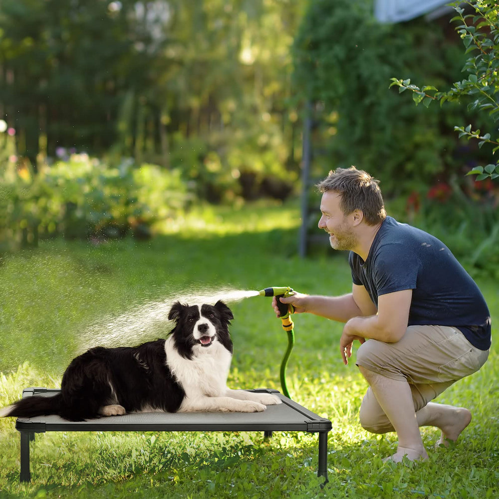 Veehoo chewproof elevated dog bed suited for indoor-outdoor setups and travel