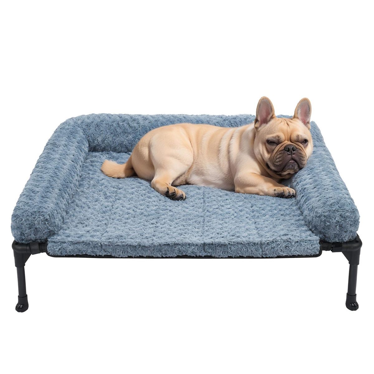 Veehoo cooling elevated bed frame keeps pets dry and off damp floors.