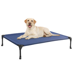 Veehoo cooling elevated dog bed assembly shows tool-free setup for quick relief