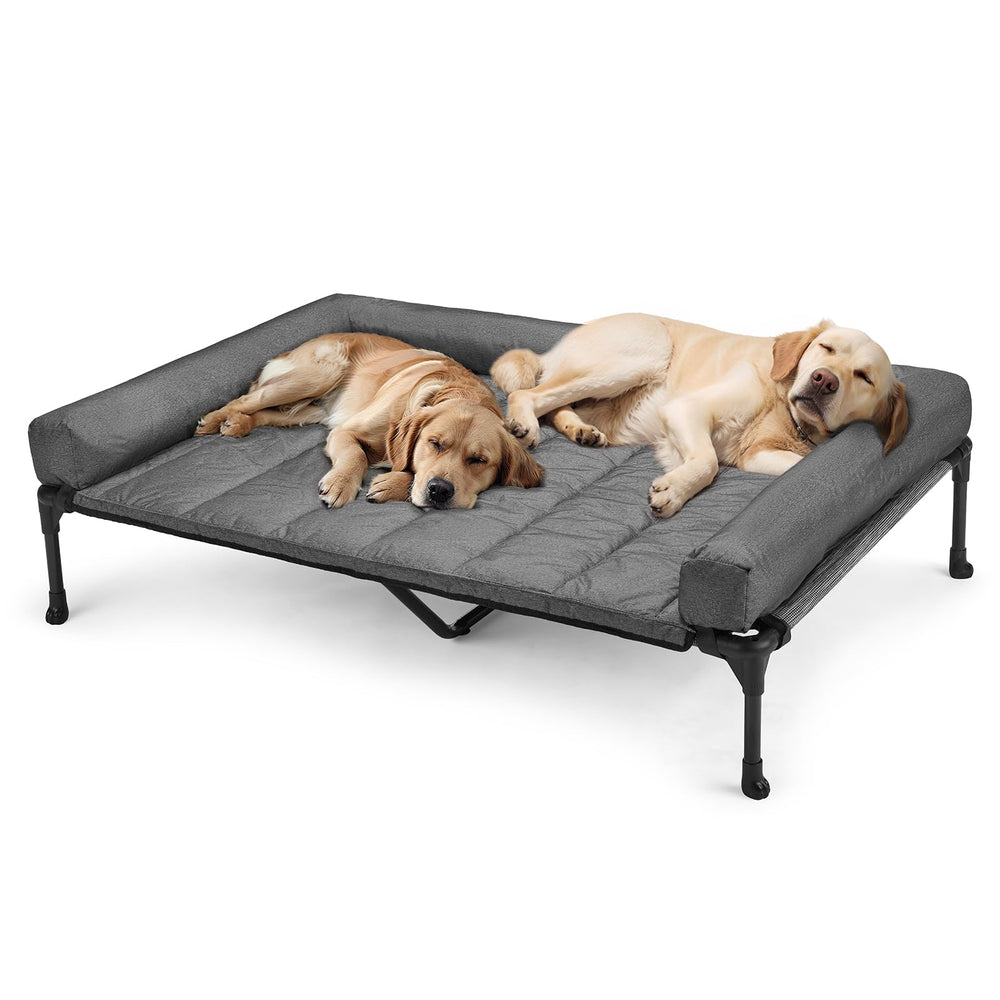 Veehoo cooling elevated dog bed frame demonstrates sturdy steel construction for lasting support.