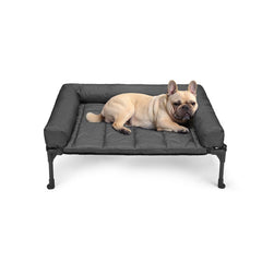 Veehoo cooling elevated dog bed frame proves sturdy support for indoor or outdoor use.