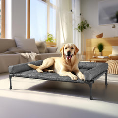 Veehoo cooling elevated dog bed frame provides sturdy support for large dogs indoors and outdoors