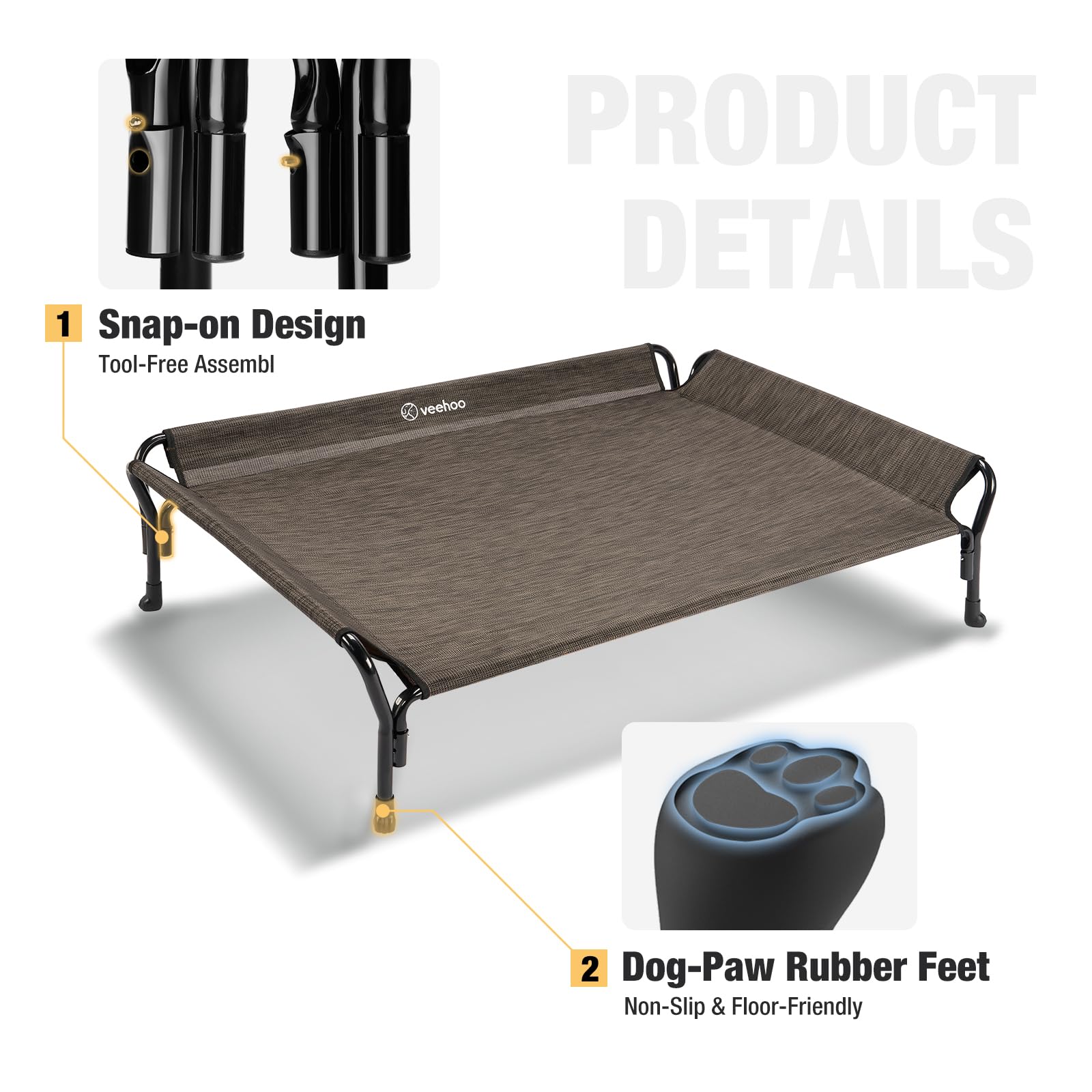 Veehoo powder-coated frame provides sturdy, long-lasting support for dogs