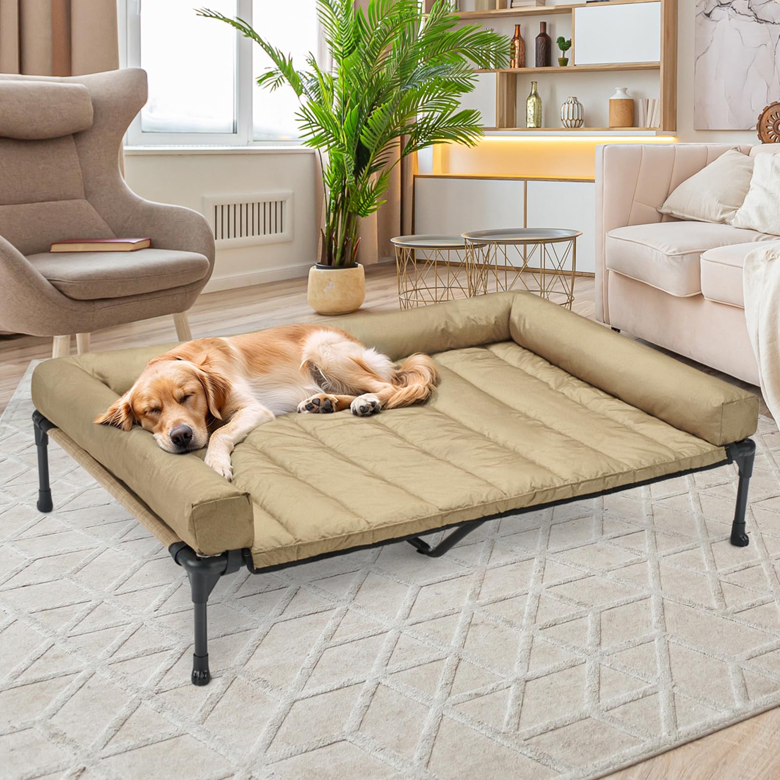 Veehoo bed size 59x37-5in offers roomy space for large breeds.