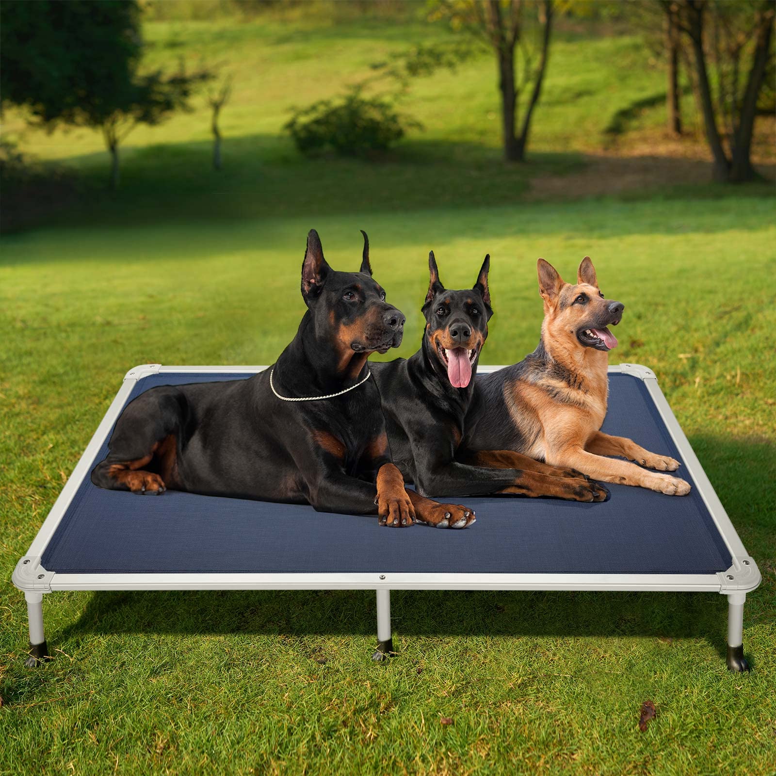 Veehoo dog bed supports up to 250 lb with durable, long-lasting frame