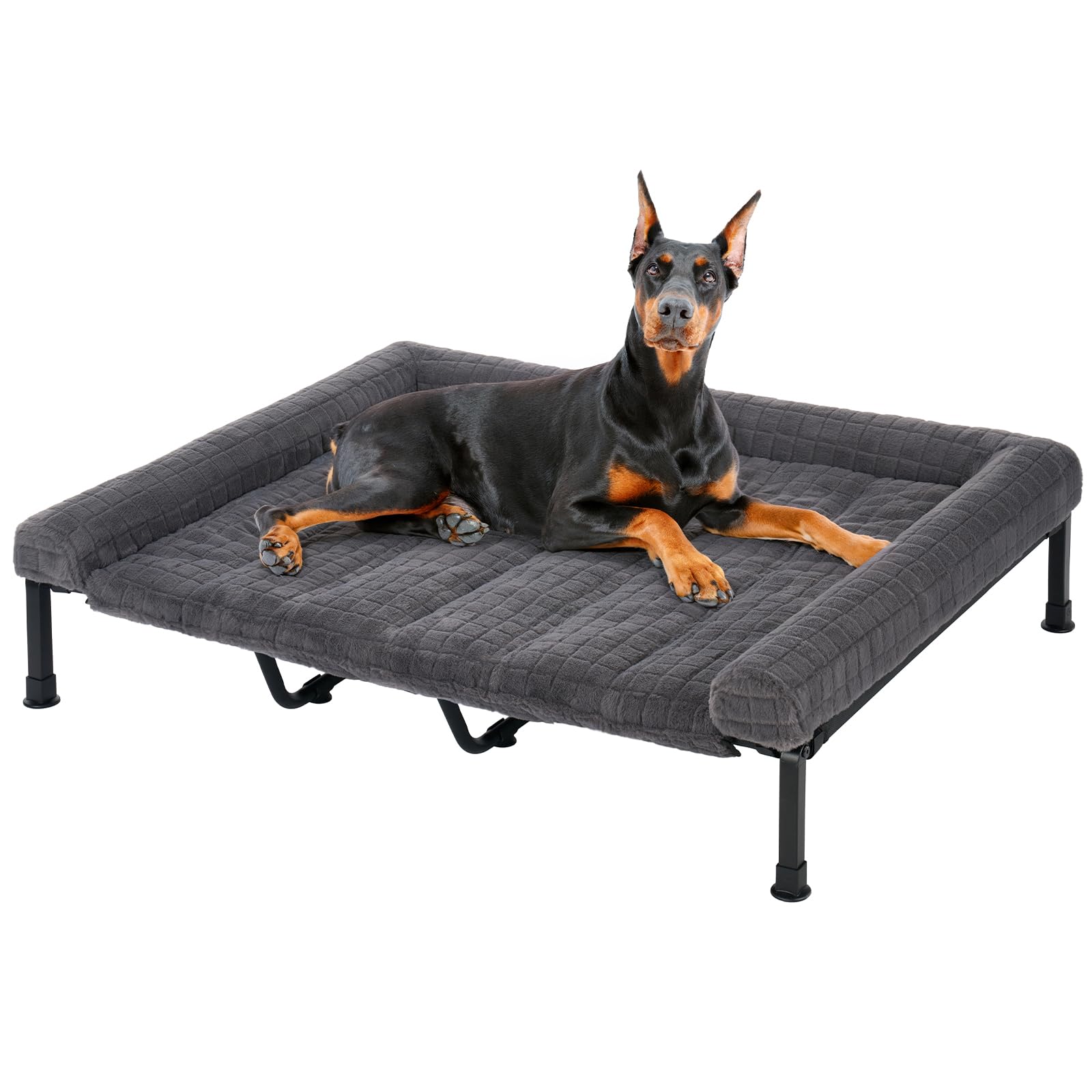 Veehoo elevated dog bed top view shows breathable mesh and roomy sleeping space for large dogs