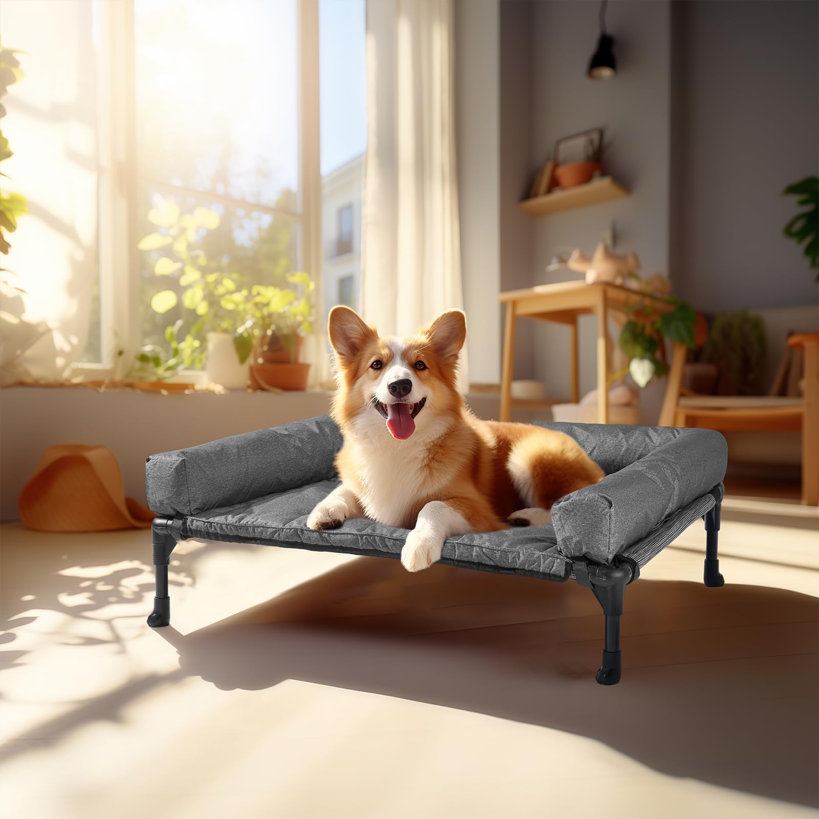 Veehoo indoors-outdoors portable bed for relaxed lounging anywhere your pet goes.