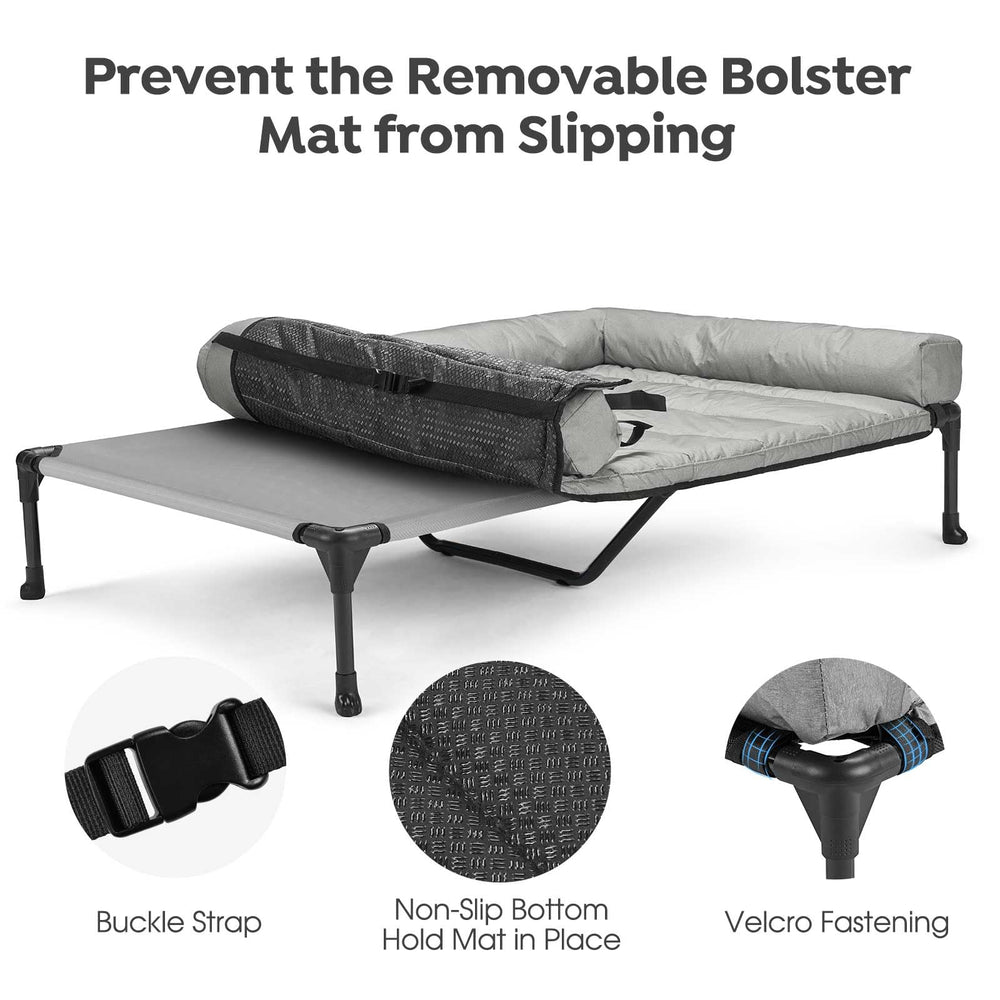 Veehoo non-slip feet stabilize the raised cot on wood, tile, or outdoor ground.
