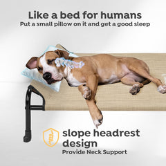 Veehoo headboard design closeup shows extra neck support for cozy lounging.