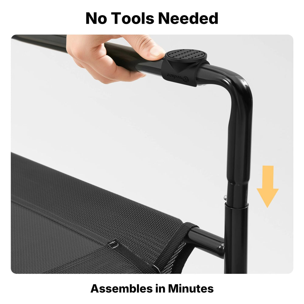 Veehoo Original outdoor elevated dog bed easy snap-on assembly for quick setup