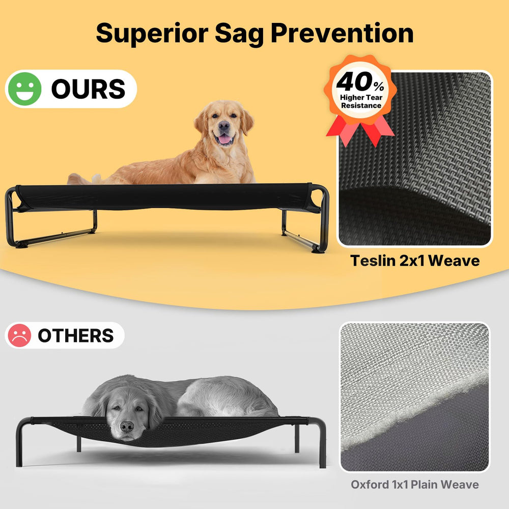Veehoo Original outdoor elevated dog bed safety fence helps prevent falls