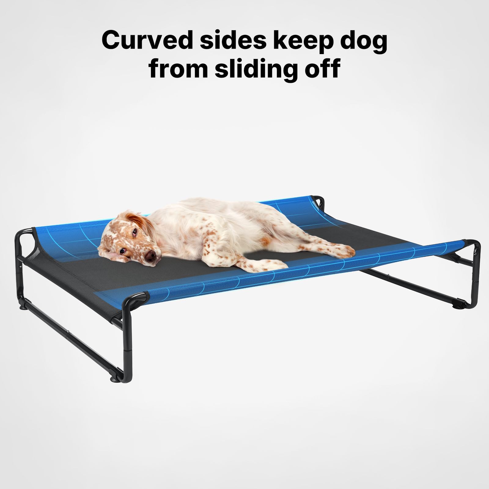 Veehoo Original outdoor elevated dog bed textilene mesh enables cooling airflow