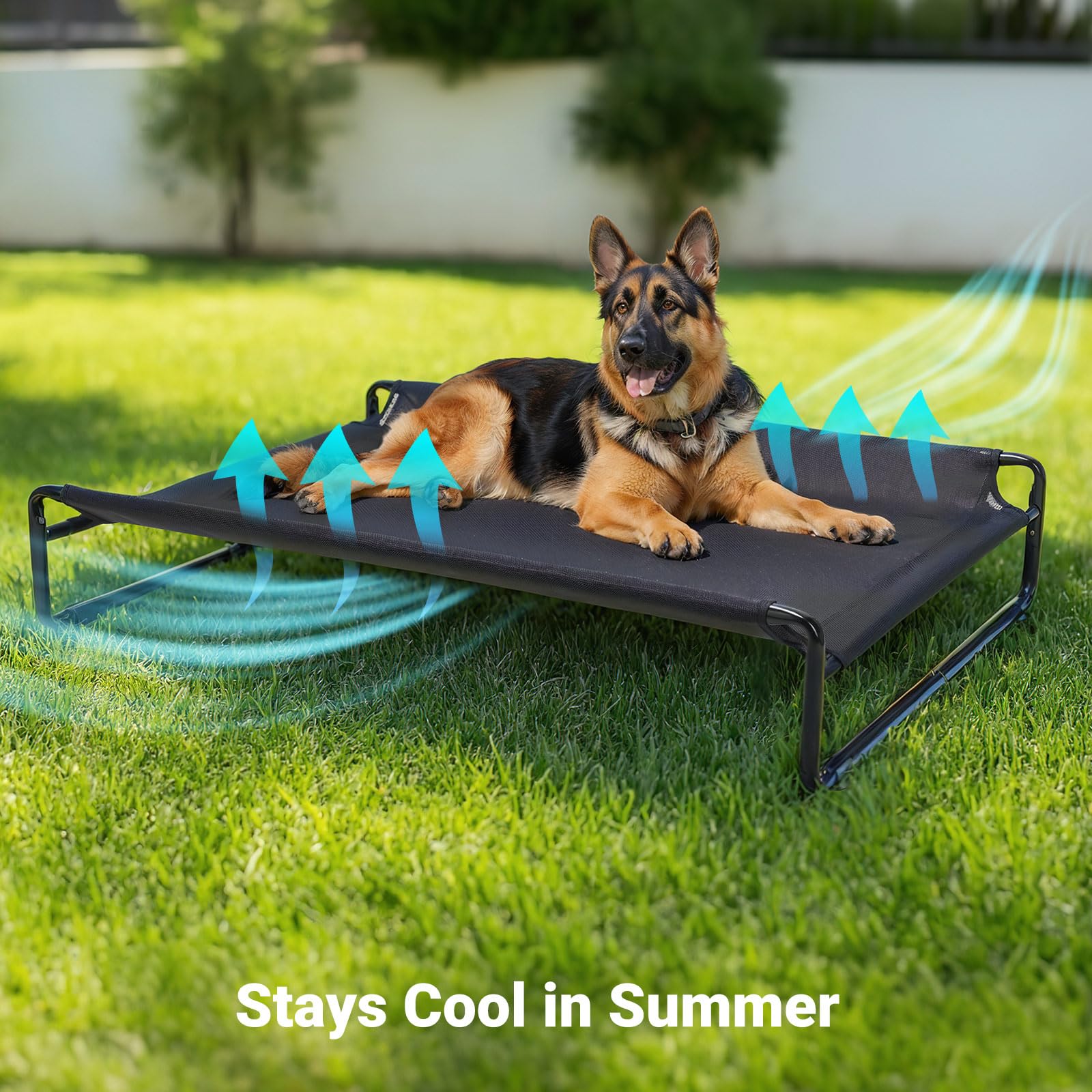 Veehoo Original outdoor elevated dog bed drainage prevents puddles after rain