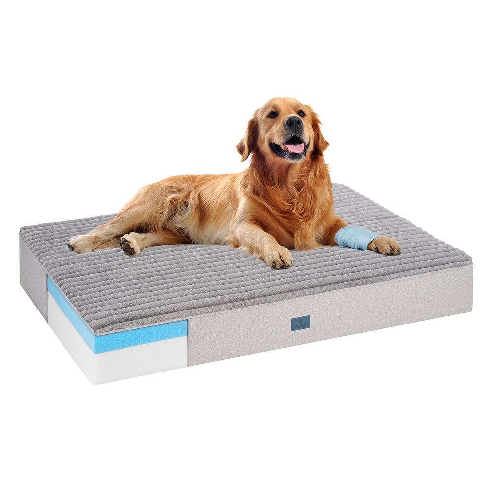 Veehoo orthopedic memory foam dog bed top view for seniors' comfort