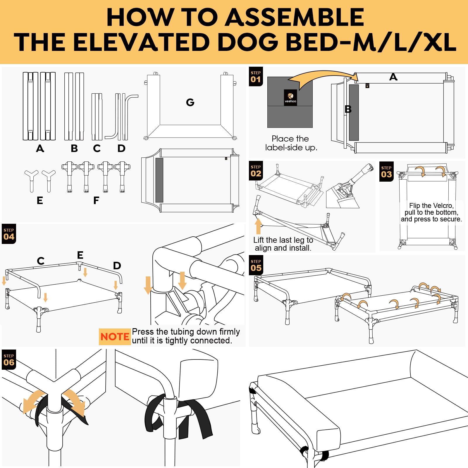 Veehoo outdoor dog bed in use demonstrates airflow and elevated comfort.