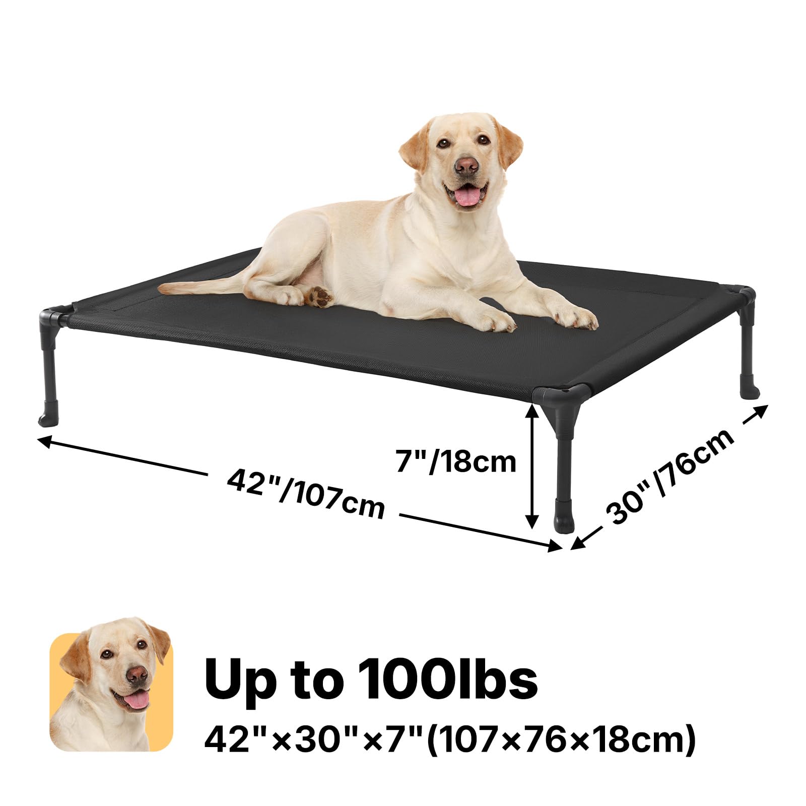 Veehoo patio use image demonstrates outdoor lounging for dogs.