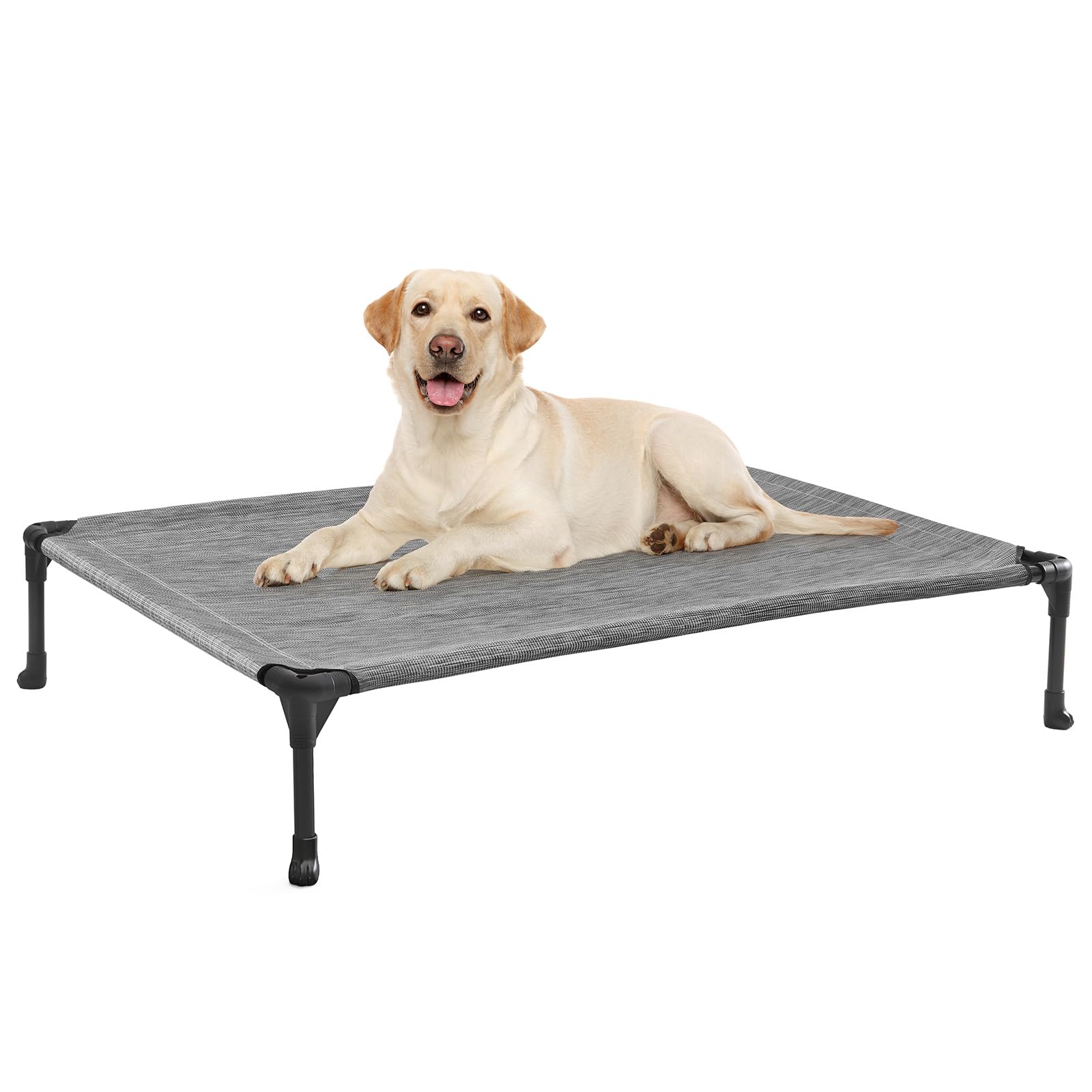 Veehoo outdoor-elevated-dog-bed-setup shows 42x30 frame for easy outdoor naps.