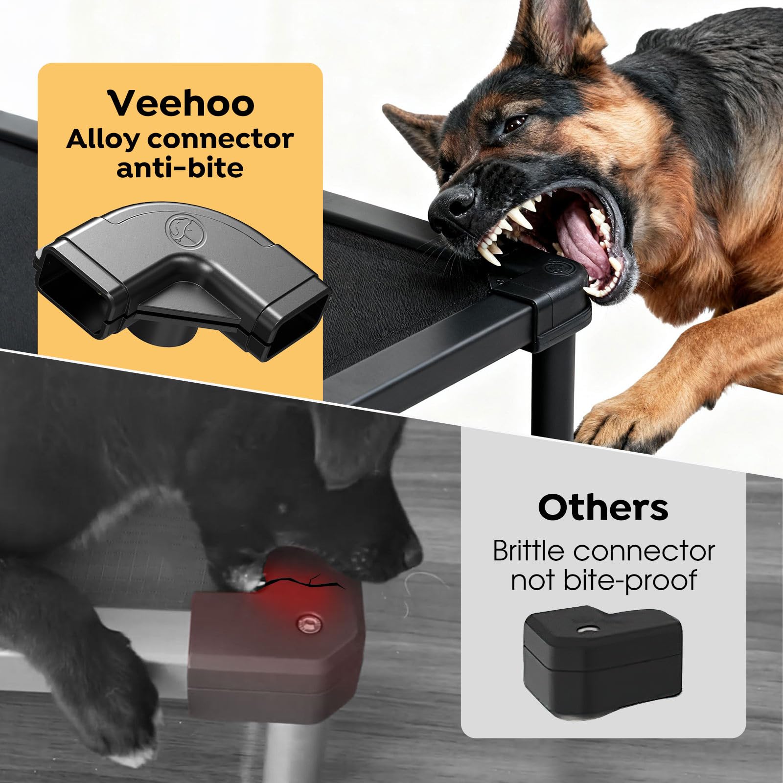 Veehoo robust metal-frame edges close-up highlights strong construction for daily use.