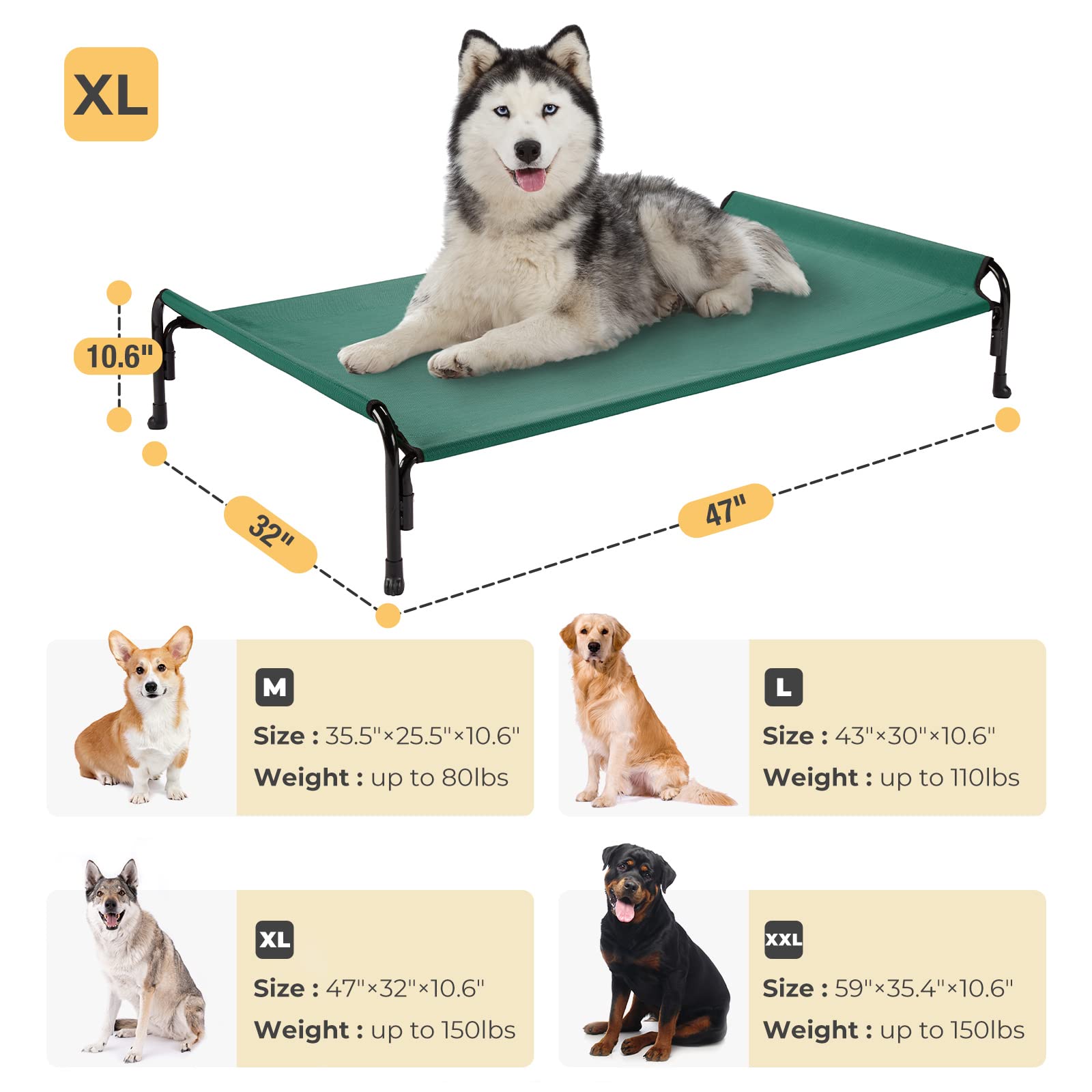 Veehoo Textilene mesh cooling surface promoting airflow for hot days.