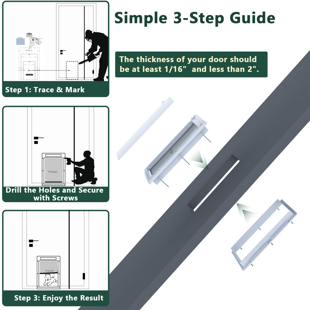Vegeggs pet door sliding lock panels add safety when you are away.