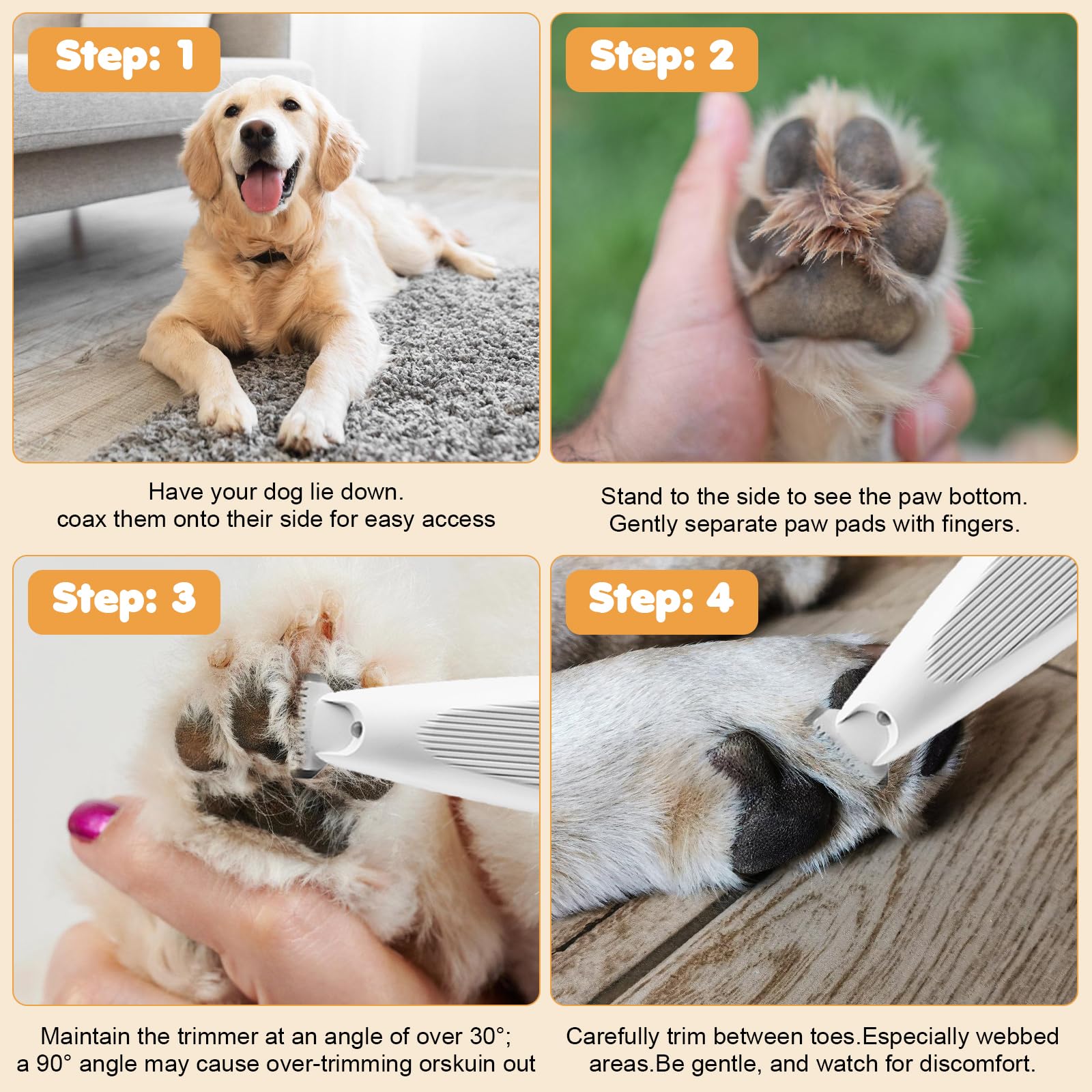 Vehequny grooming kit includes comb, lubricant, brush, and charging cable.