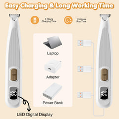 Vehequny dog paw trimmer features a low-noise design for calm grooming.