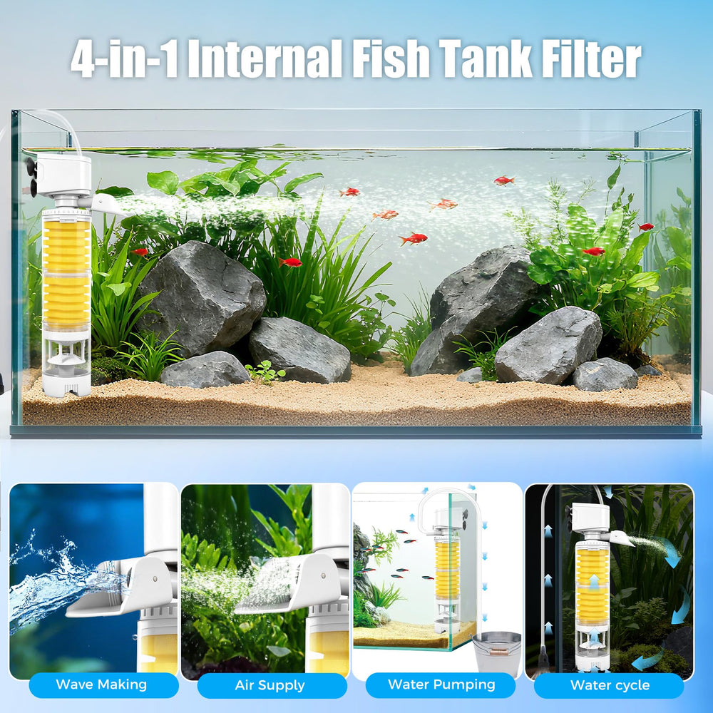 Vehipa 225 GPH flow-rate demonstrates strong filtration for 40–70 gallon aquariums