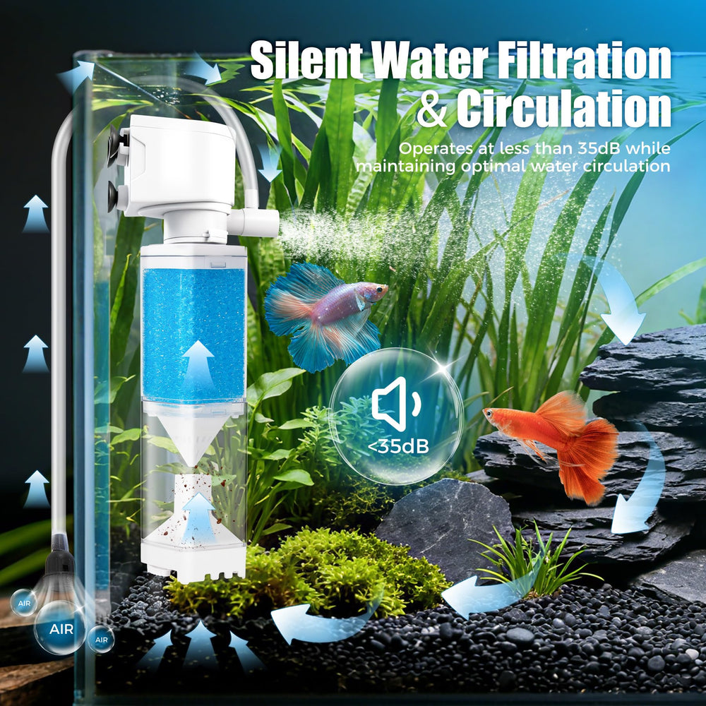 Vehipa aquarium filter bubble mode control promotes circulation and oxygenation.