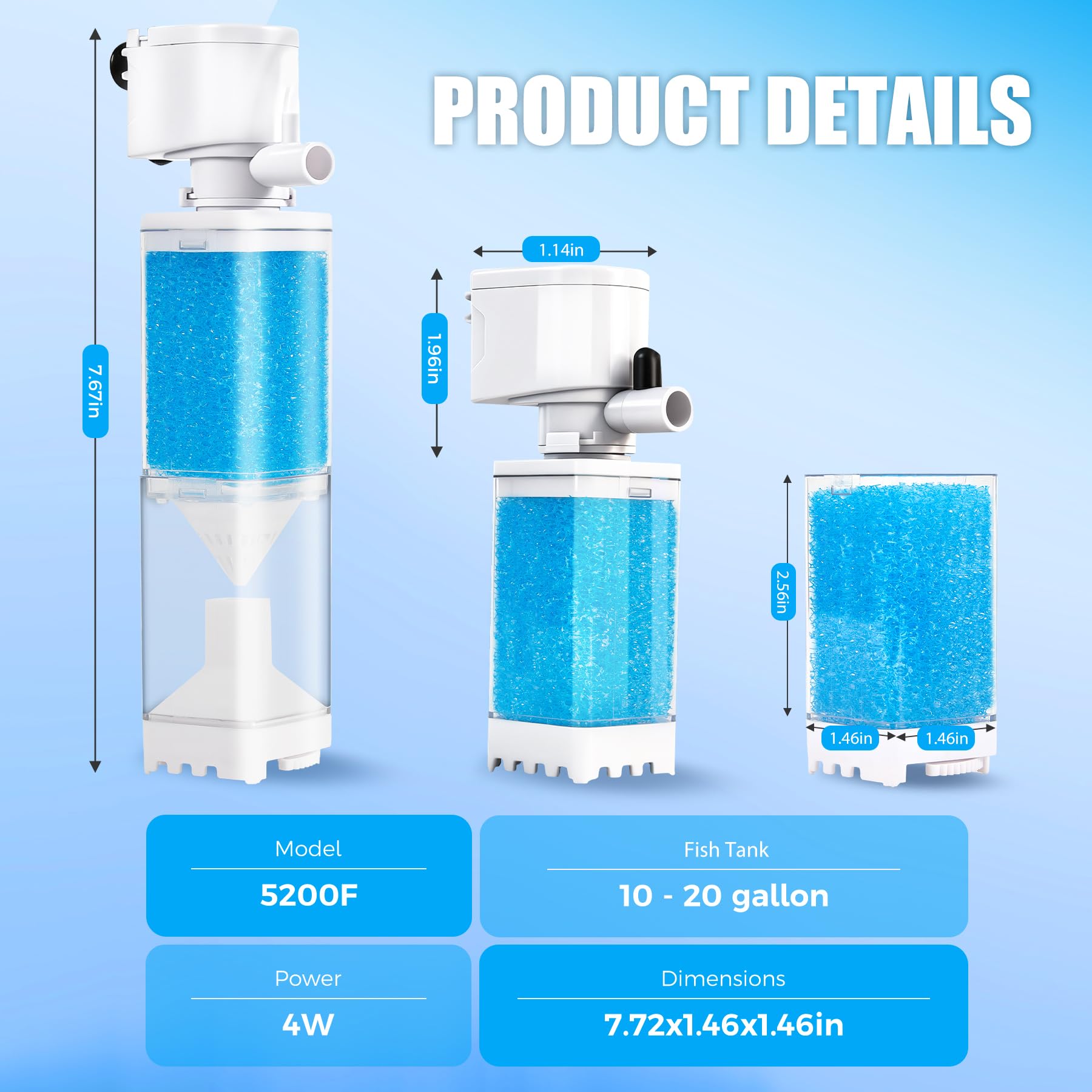 Vehipa aquarium filter debris adsorption improves water clarity at a glance.