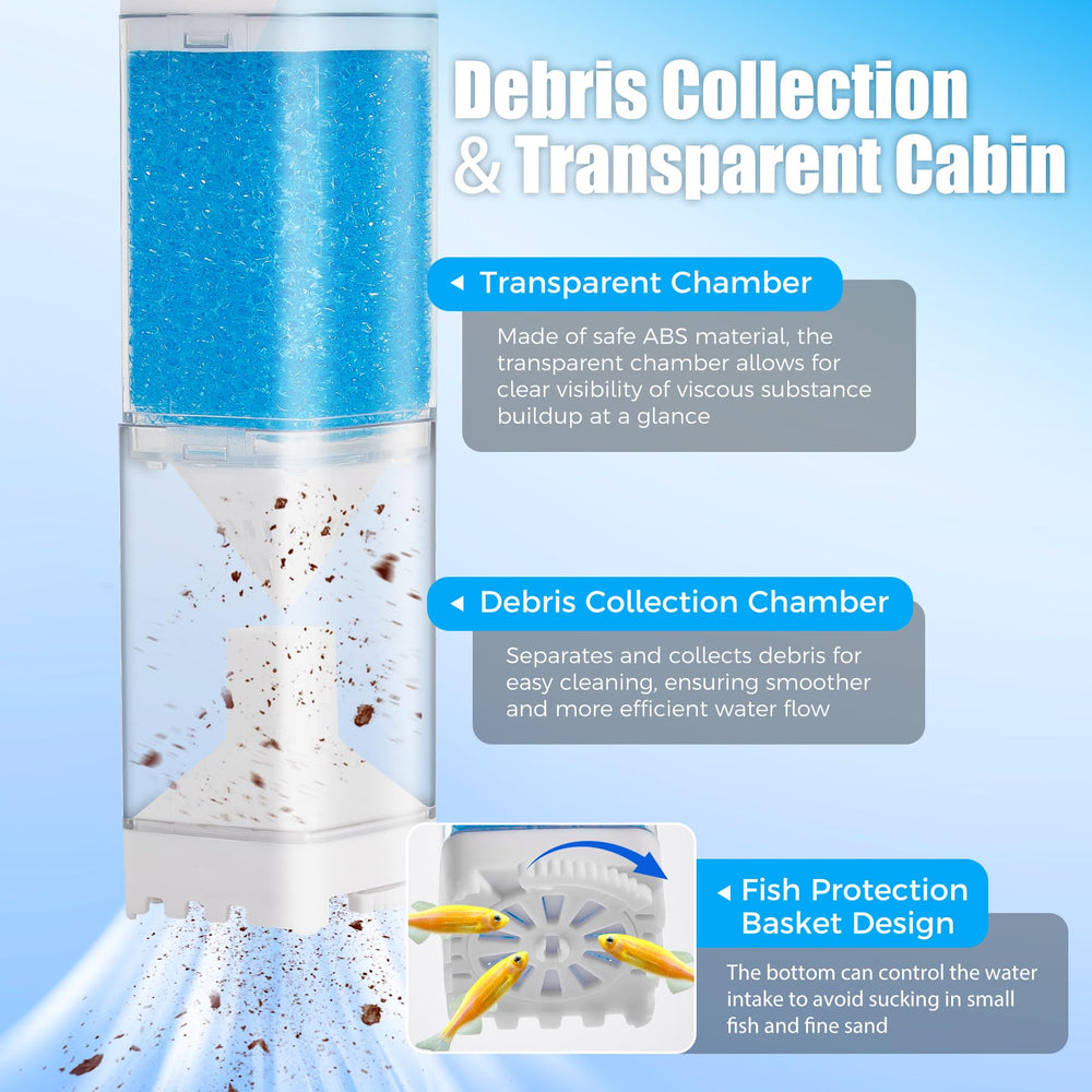 Vehipa aquarium filter transparent chamber aids quick debris checks.