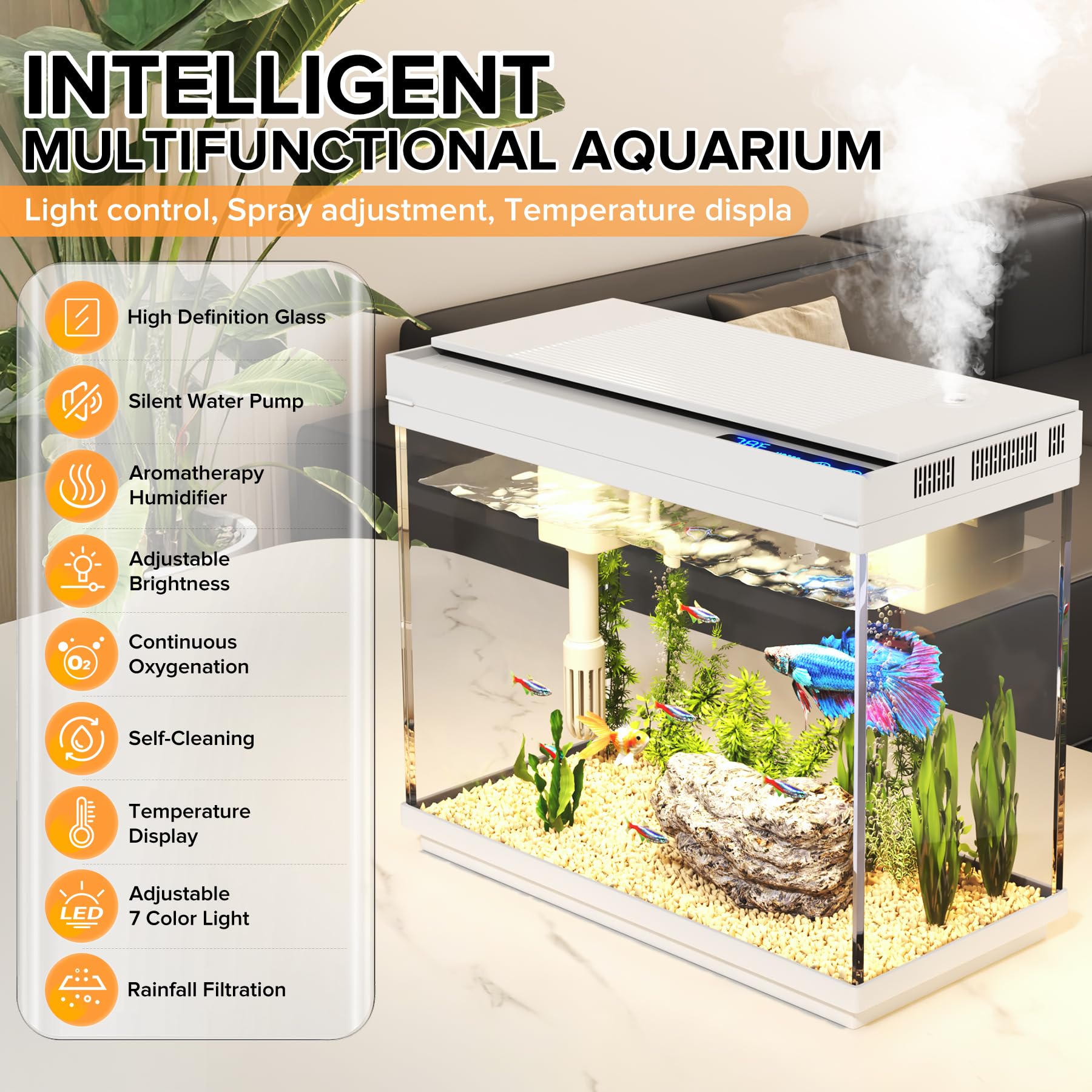 Vehipa aquarium kit assembly showing 3-in-1 pump for easy filtration.