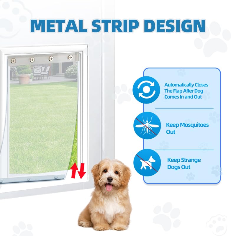 Vehipa dog door flap magnetic bottom - close-up demonstrates automatic sealing after pet passes