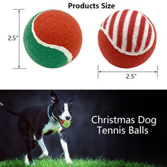 Vehomy eight-pack dog tennis balls showcase festive patterns for indoor and outdoor fetching fun