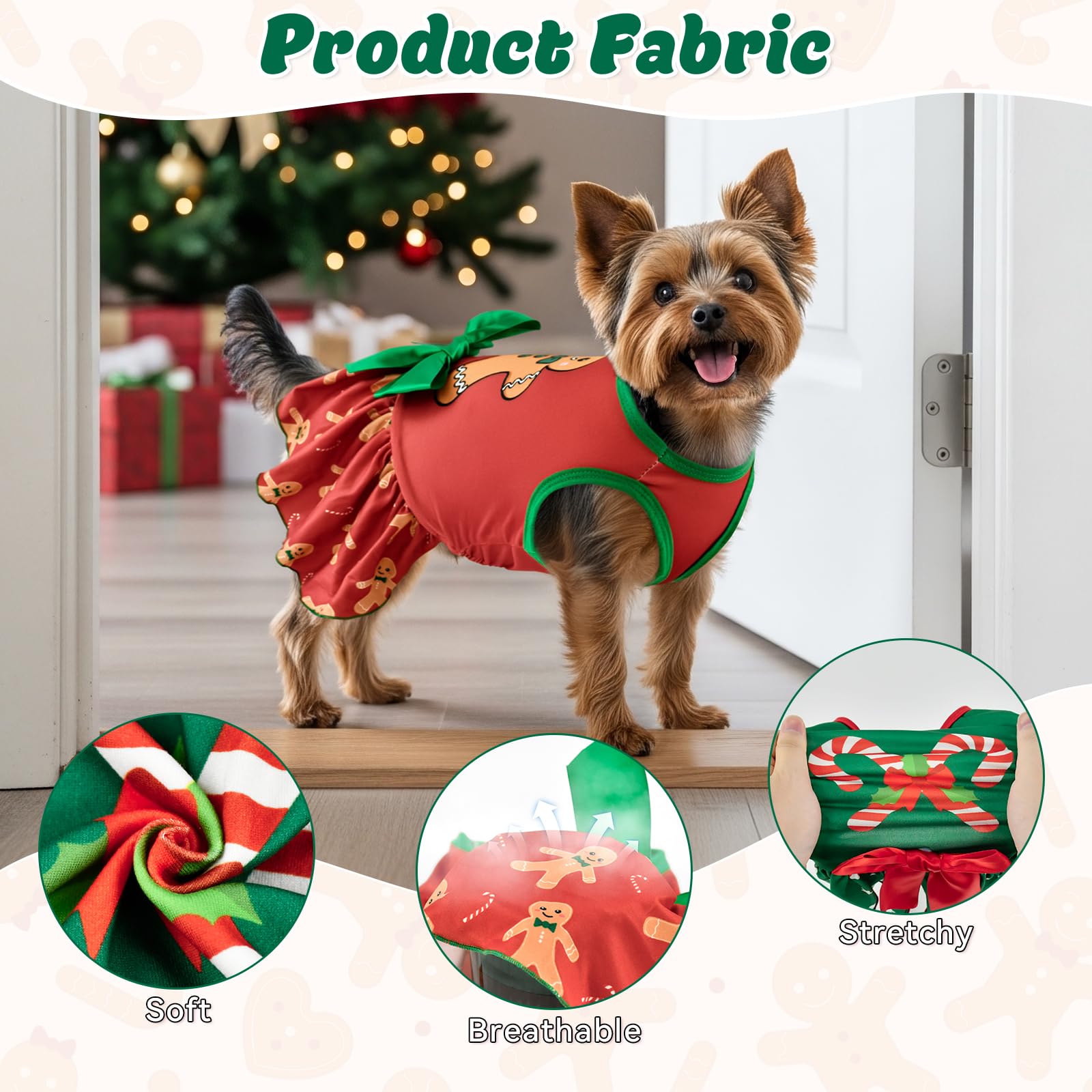 Vehomy Christmas Day dress bow-detail closeup emphasizes adorable bowknot design.