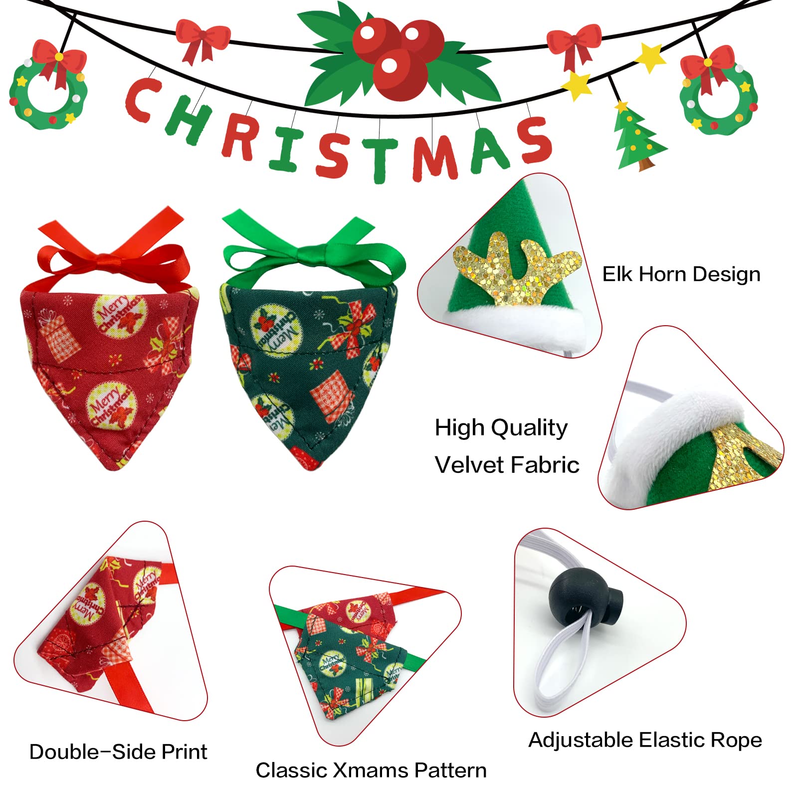 Vehomy 4-piece christmas outfit packaging for small pets