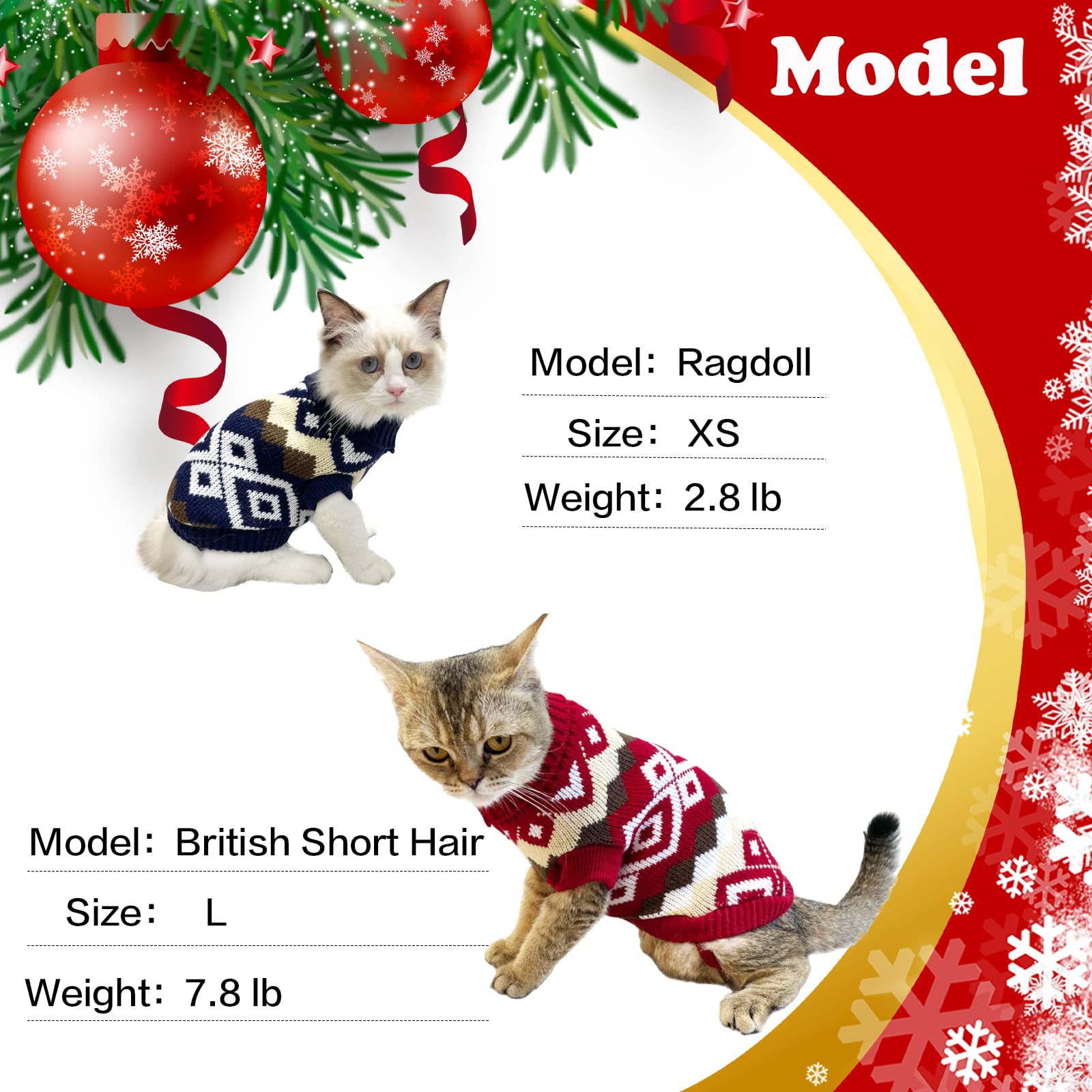 Vehomy Christmas red plaid sweater for pets, stylish and festive for holiday photos