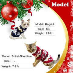 Vehomy Christmas red plaid sweater for pets, stylish and festive for holiday photos