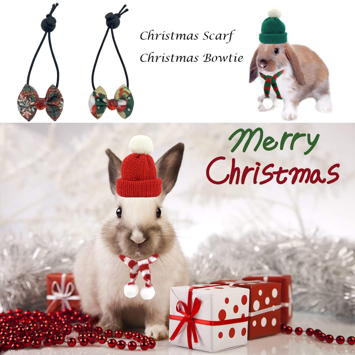 Vehomy scarf red-green stripe for small pets, offers snug warmth and seasonal flair.