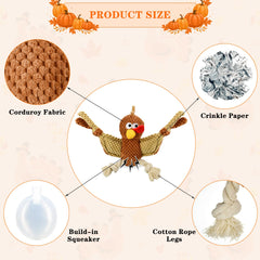 Vehomy turkey toy side view highlights durable seams for chewing sessions.