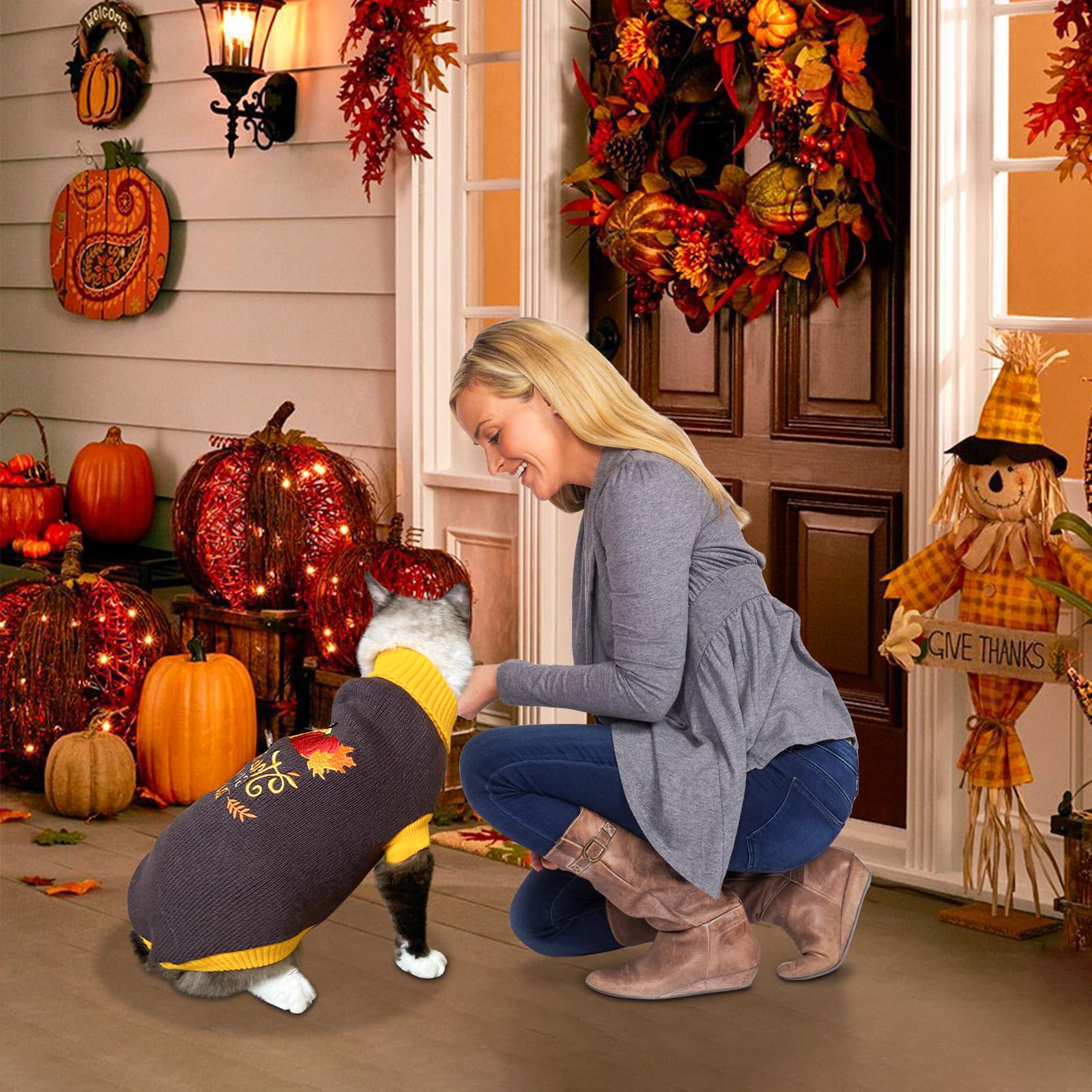 Vehomy two-pack-holiday-sweaters provides versatile patterns for pet outfits.