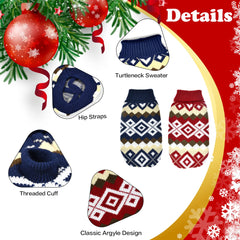 Vehomy two-pack pet sweaters in navy and red plaid, great for seasonal outfits