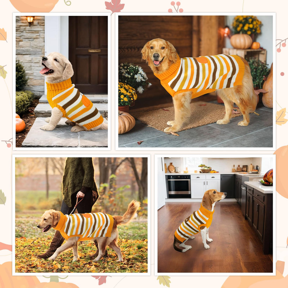 Vehomy warm cozy pullover worn by a pet during fall walk reveals comfort and festive design.