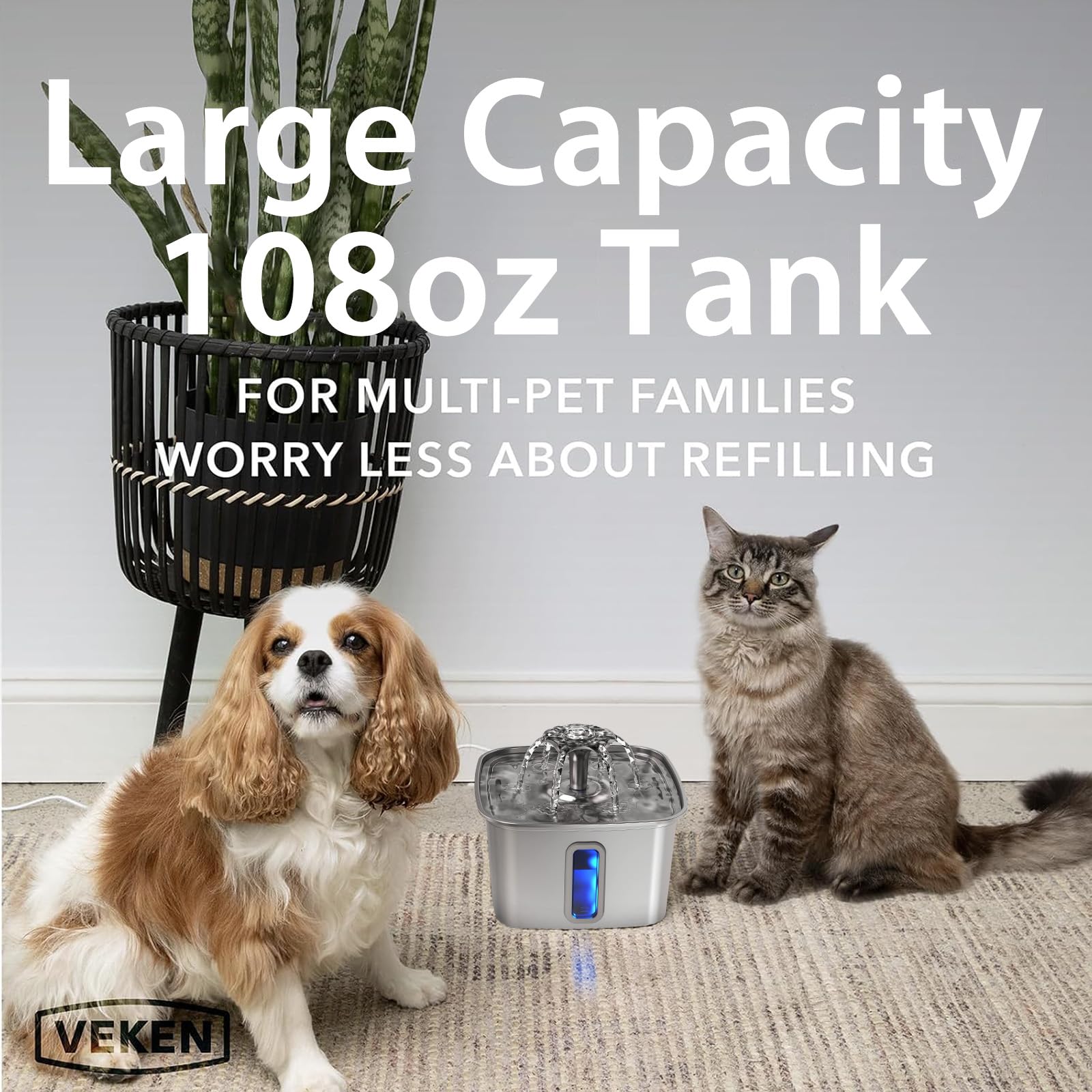 Veken 304 stainless steel body conveys premium build and easy cleaning