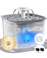 Veken 95oz pet fountain with award badge highlighting trusted hydration for pets.