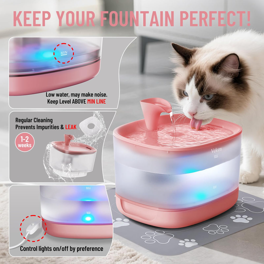 Veken cat water fountain offers customizable flow for different pets' preferences.