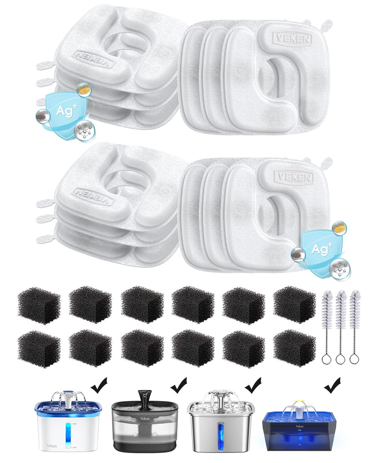 Veken cat water fountain filters 12-pack box: ready for quick, clean water replacement.