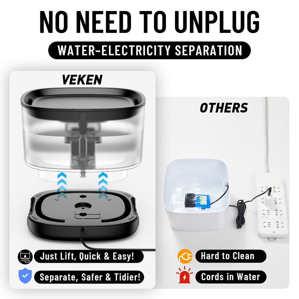 Veken Cat Water Fountain LED light provides nighttime visibility to attract pets.