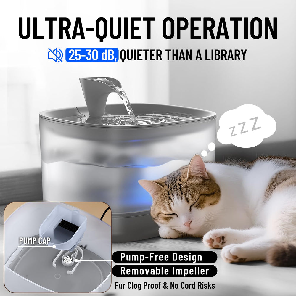 Veken cat water fountain operates quietly to keep your home peaceful.