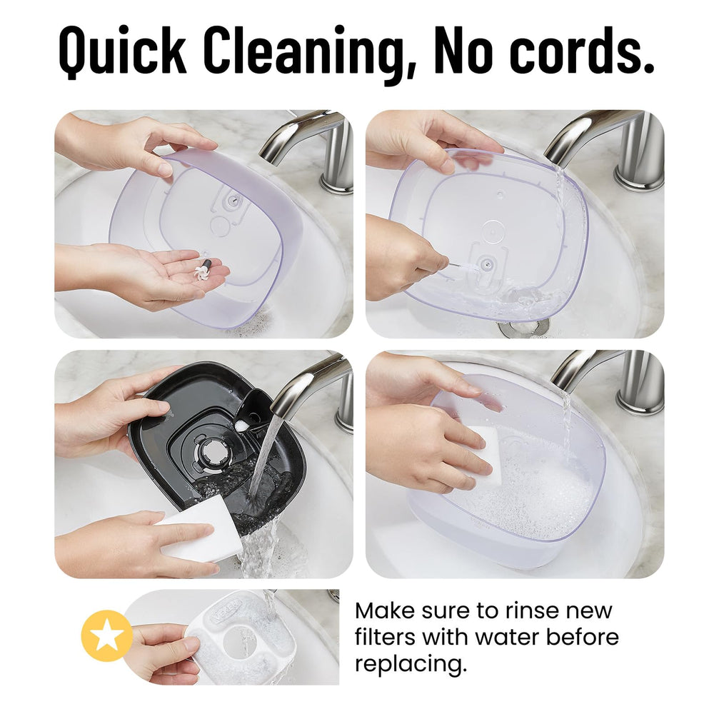 Veken Cat Water Fountain replaceable impeller simplifies maintenance and durability.