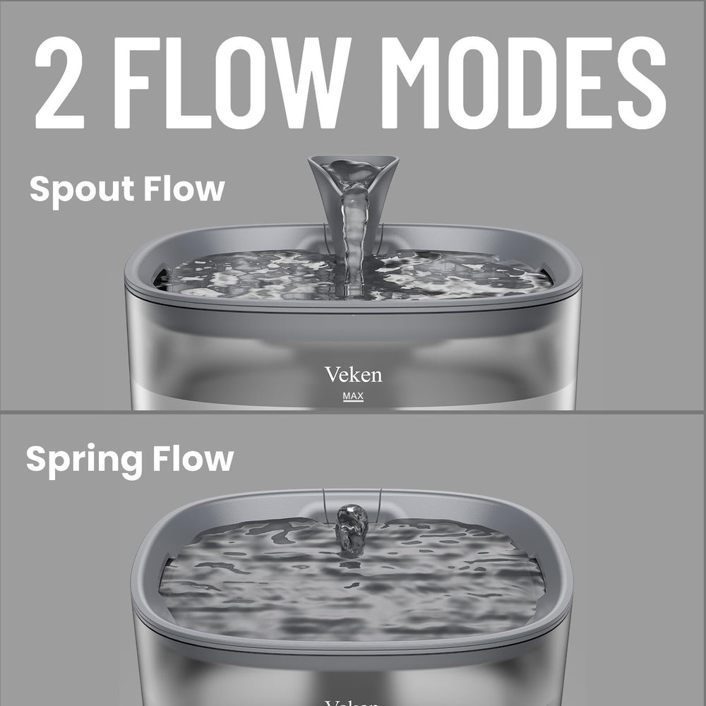Veken cat water fountain silicone pad minimizes splashes and noise.